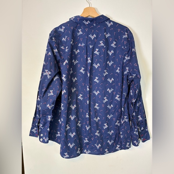 Talbots Scottish Terrier Candy Cane Top 2X button Long Sleeve Christmas Holiday - Picture 2 of 5